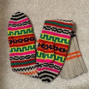 Free People Long Wool Knit Colorful Mittens One Size